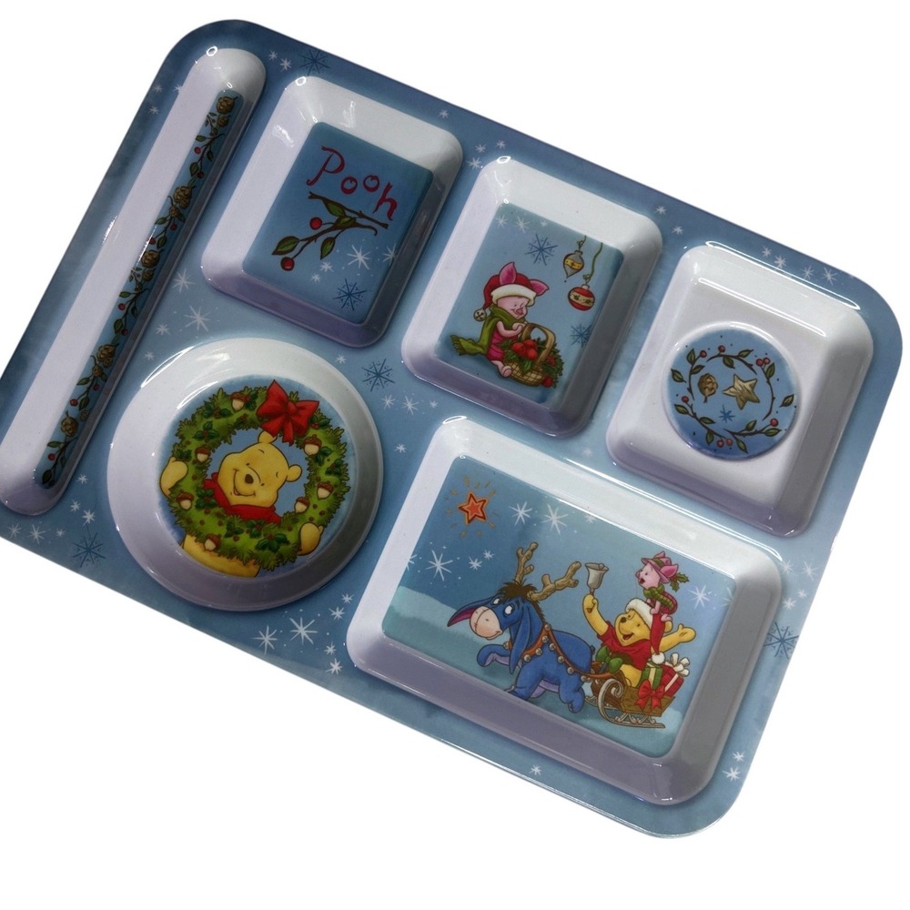 JCPenney‎ DIsney Christmas Pooh, Piglet, Eeyore Melamine Tray